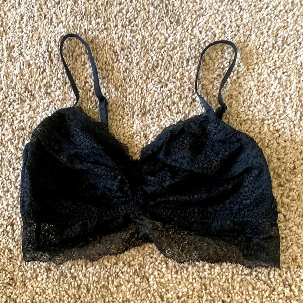 Pink black laced bralette